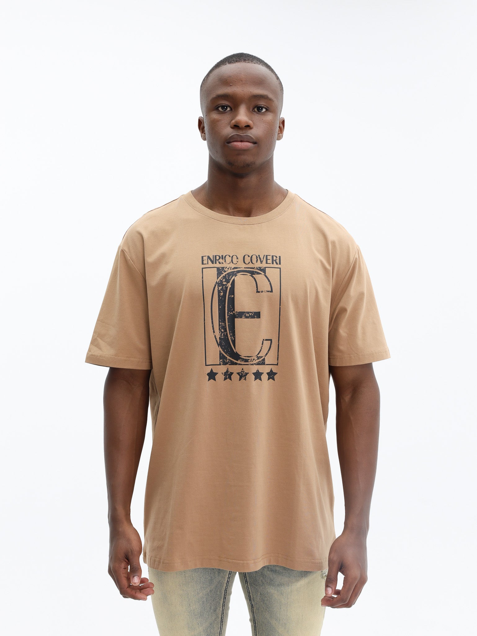 Enrico T-Shirt Center Block Logo Brown